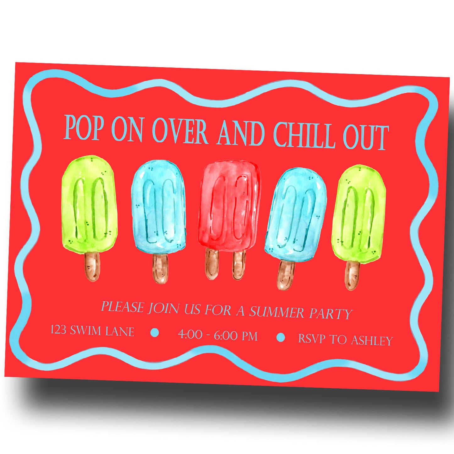 Summer Popsicle Party Invitations | Personalized 5x7 Digital Invite