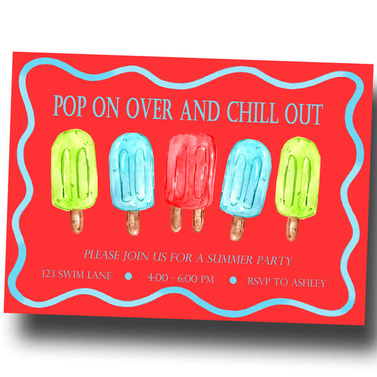 Summer Popsicle Party Invitations | Personalized 5x7 Digital Invite