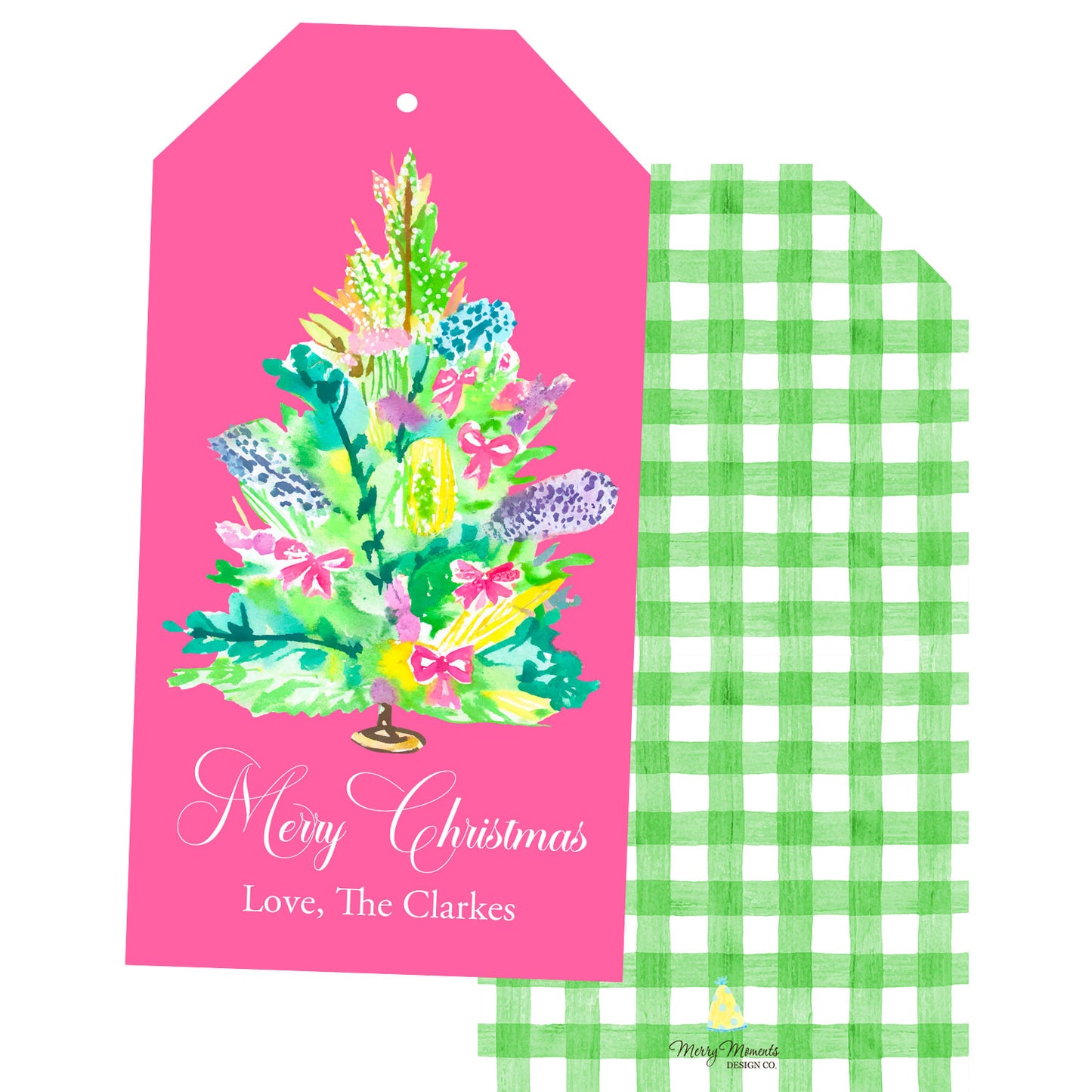Christmas Gift Tags - Pink Bows Tree