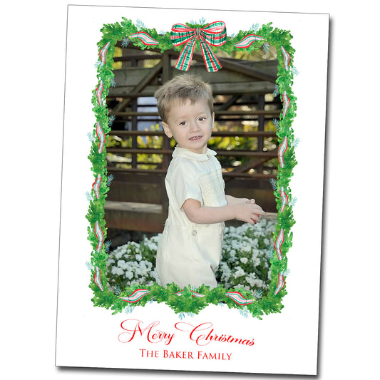 Christmas Cards - Plaid Bow Garland