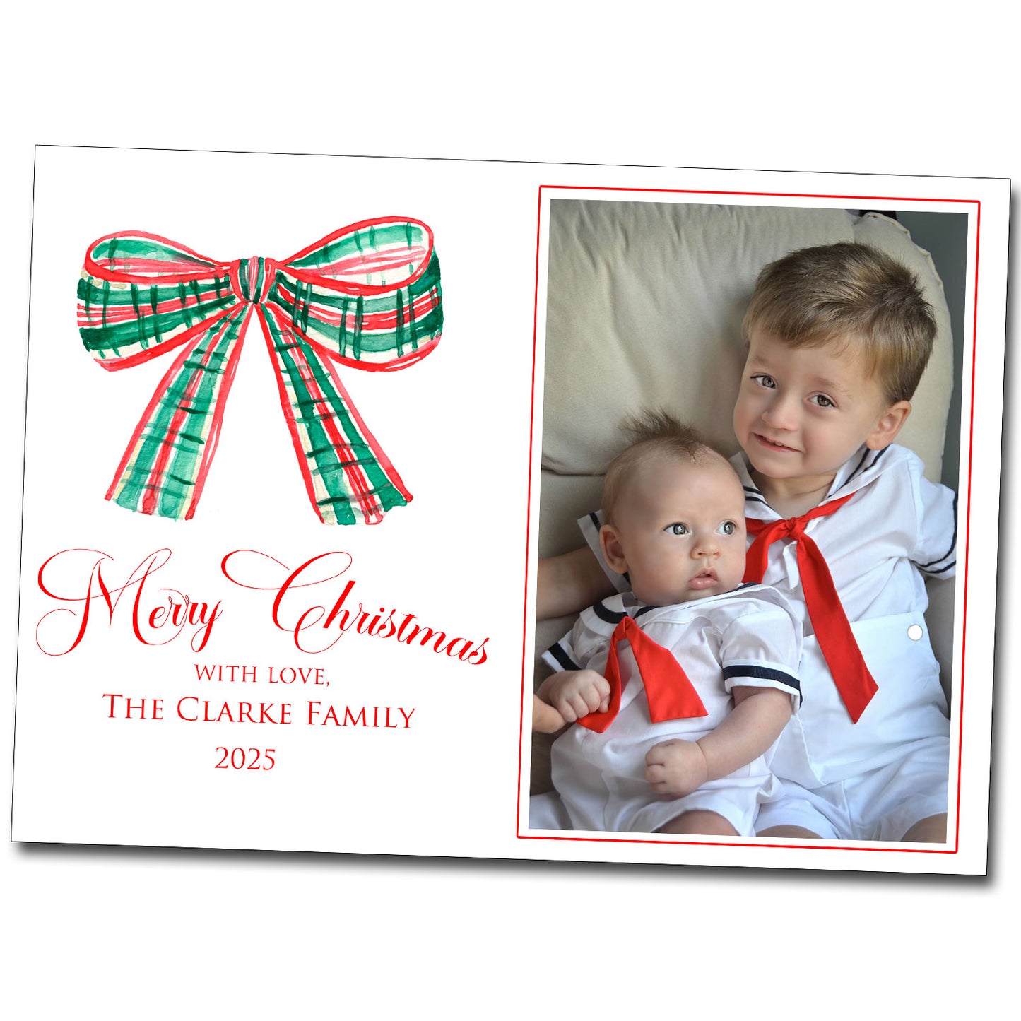 Christmas Cards - Pretty Plaid Bow