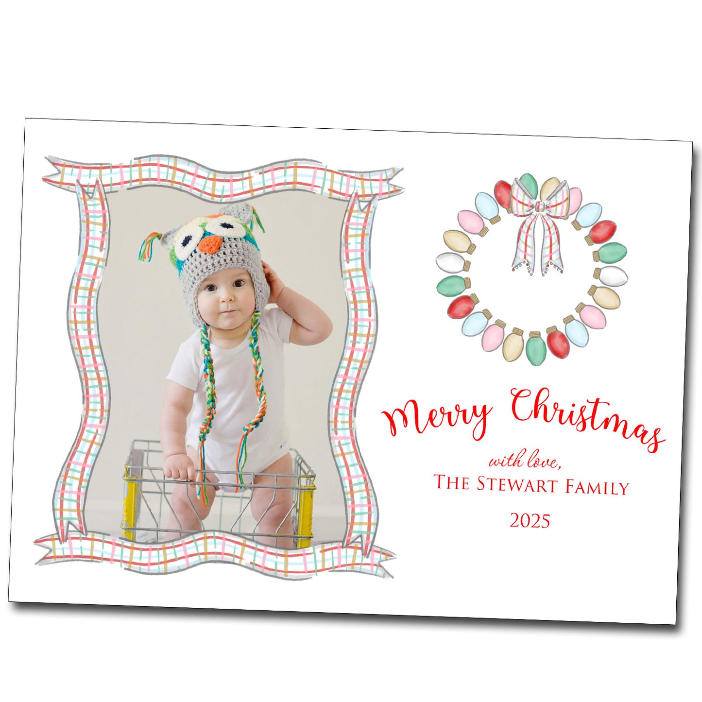 Christmas Cards - Holiday Lights Wreath