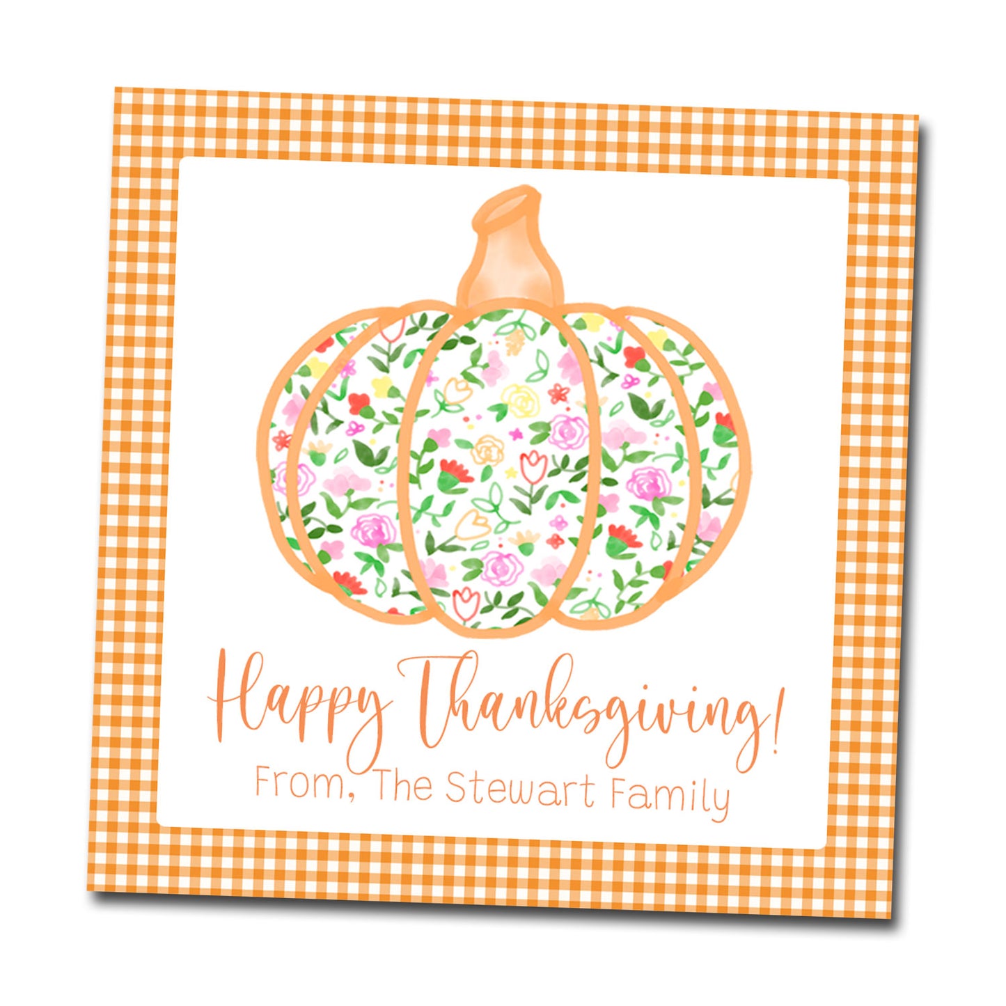 Thanksgiving Gift Tags & Stickers - Floral Pumpkin