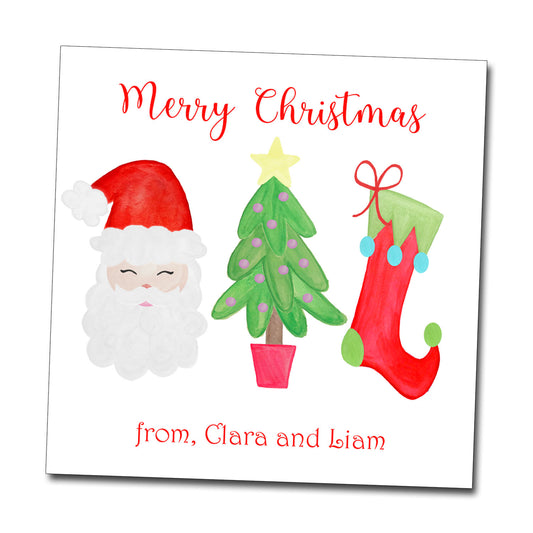 Gift Tags & Stickers - Santa, Tree & Stocking