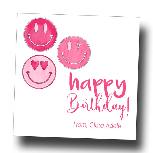 Birthday Gift Tags & Stickers - Smiley Faces