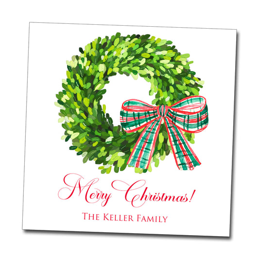 Gift Tags & Stickers - Plaid Bow Wreath