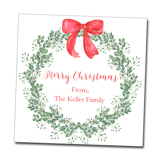 Gift Tags & Stickers - Red Bow Wreath