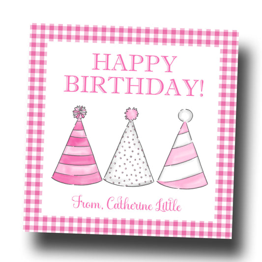 Birthday Gift Tags & Stickers - Party Hats