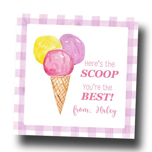 Favor Tags & Stickers - Ice Cream Scoop