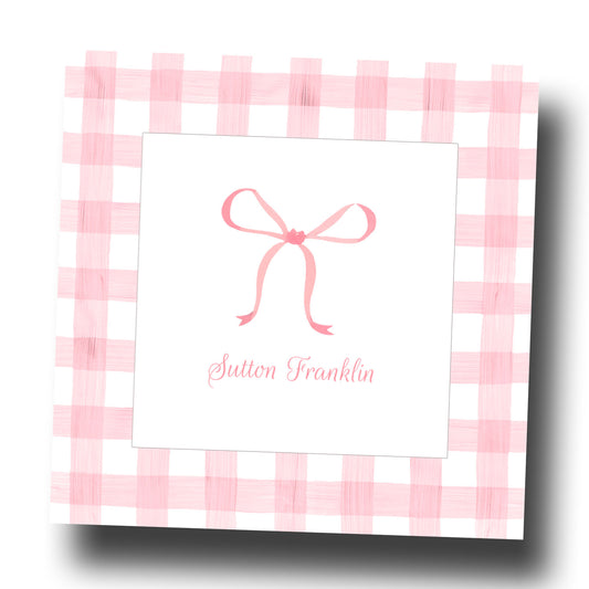 Personalized Enclosure Cards - Pink Bow