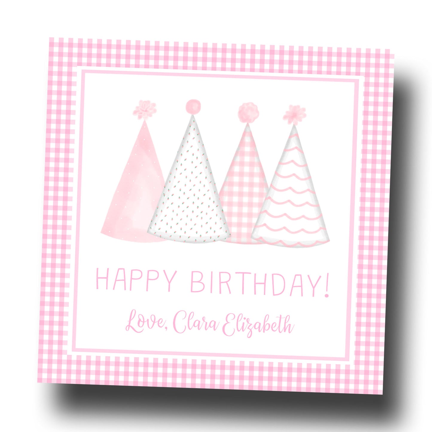 Birthday Gift Tags & Stickers - Pink Party Hats