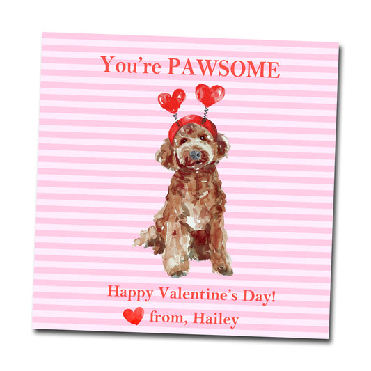 Valentine Tags & Stickers - Goldendoodle