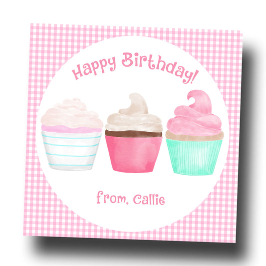 Birthday Gift Tags & Stickers - Cupcakes