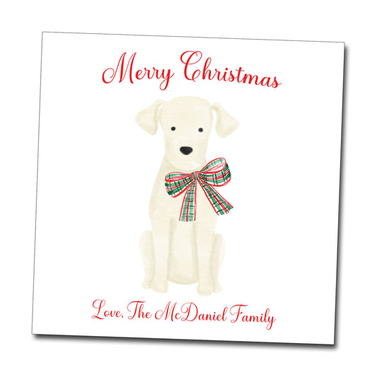 Gift Tags & Stickers - Lab with Plaid Bow
