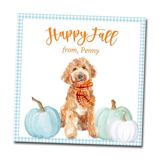 Fall Gift Tags & Stickers - Goldendoodle Pumpkins