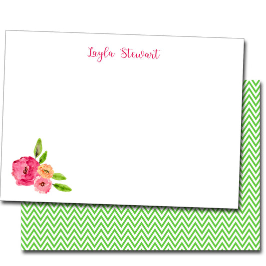 Personalized Note Cards - Floral