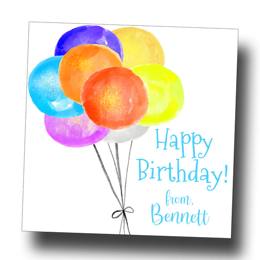 Birthday Gift Tags & Stickers - Balloons