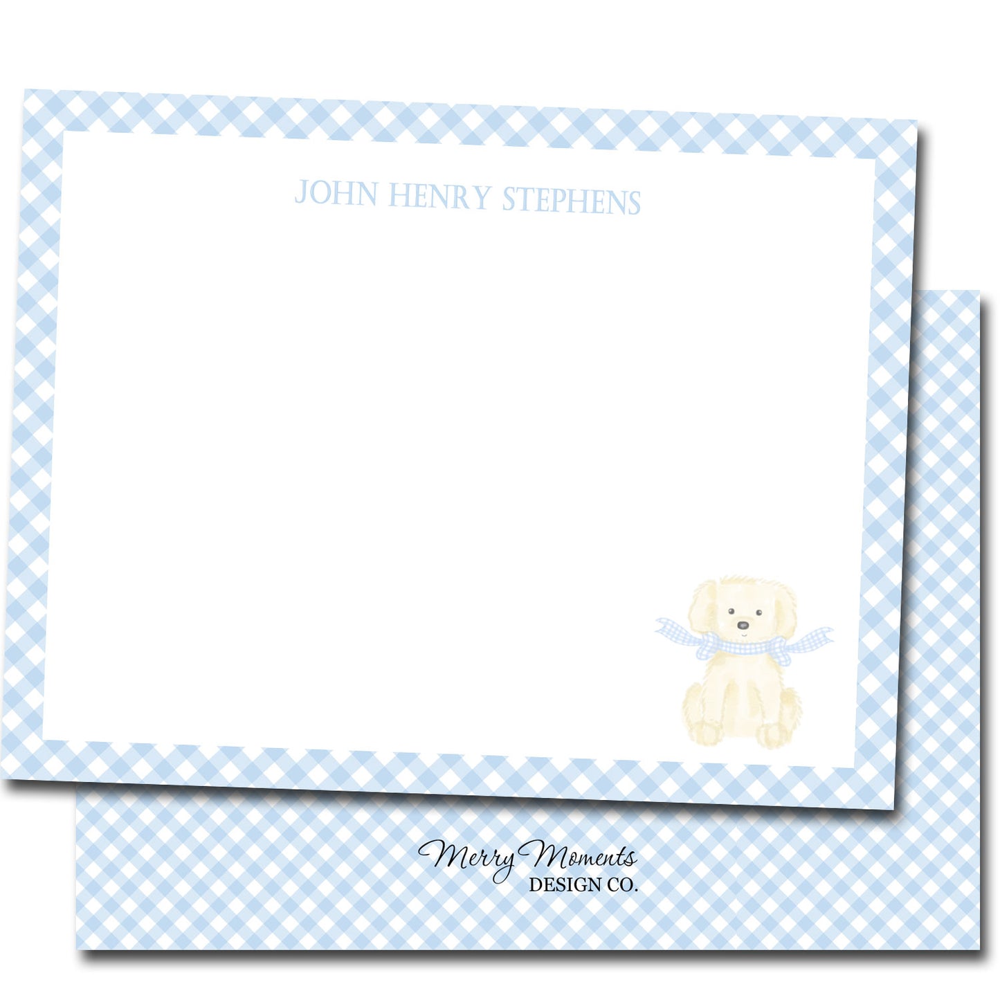 Personalized Note Cards - Blue Puppy