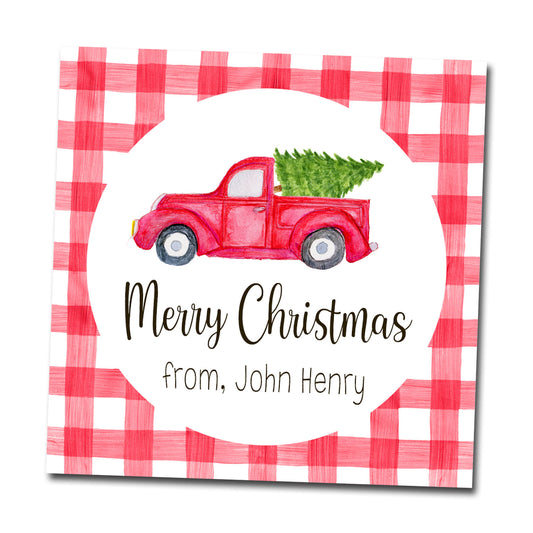 Gift Tags & Stickers - Truck with Tree