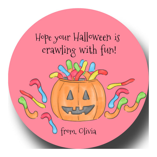Gummy Worm Halloween Gift Tags