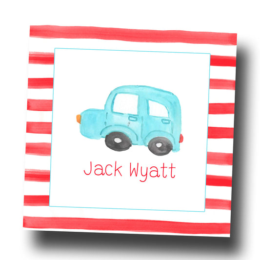 Personalized Enclosure Cards - Blue Car