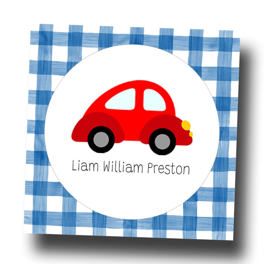 Personalized Enclosure Cards - Red Car