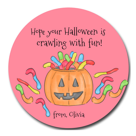 Gummy Worm Halloween Gift Tags