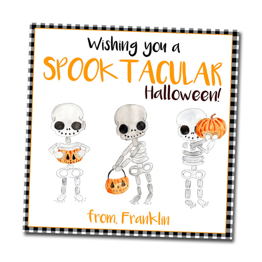 Halloween Gift Tags & Stickers - Spooktacular Skeletons