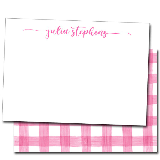 Personalized Note Cards - Pink Script