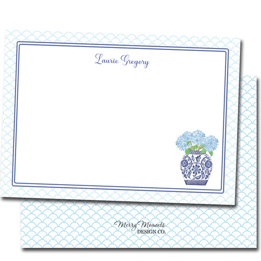Personalized Note Cards - Hydrangea