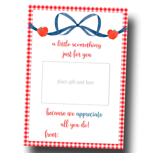 Gift Card Holder, Blue Bow & Apples