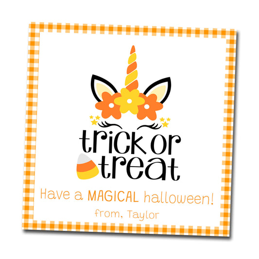 Halloween Gift Tags & Stickers - Magical Unicorn