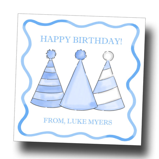 Birthday Gift Tags & Stickers - Party Hats