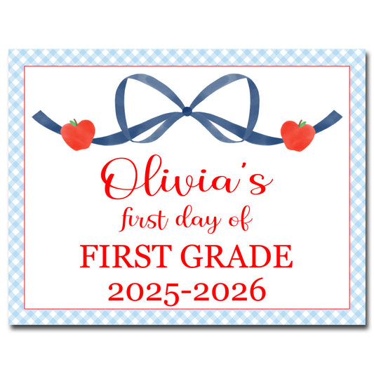 First & Last Day School Sign - Ribbon with Apples