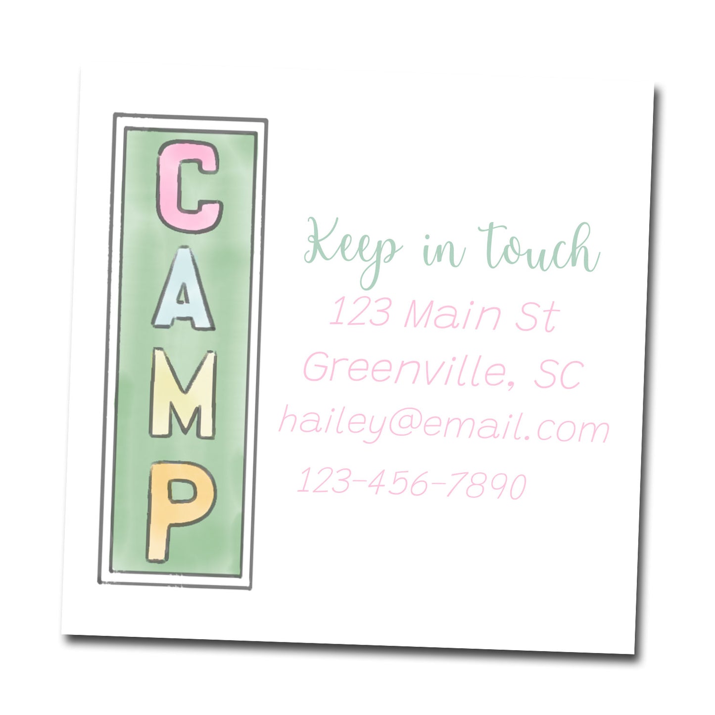 Personalized Camp Calling Cards