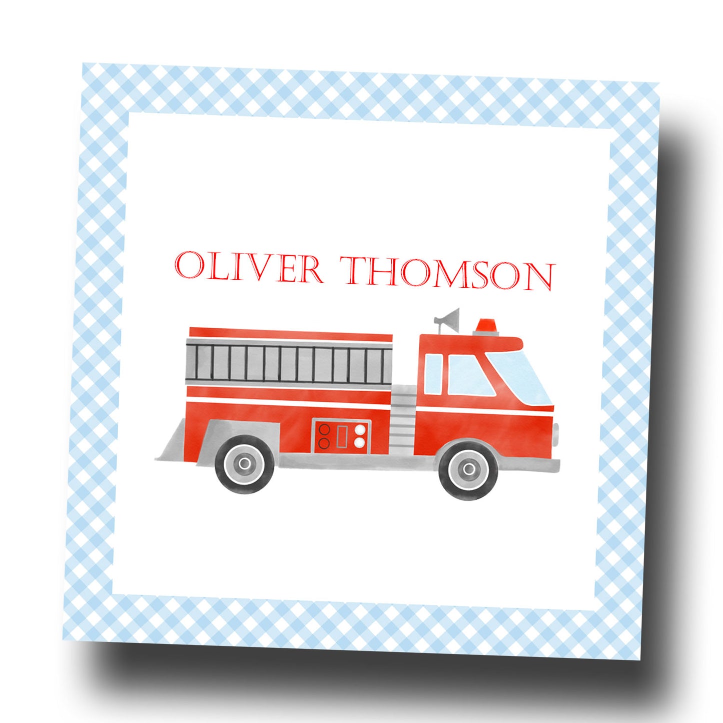 Personalized Enclosure Cards - Firetruck
