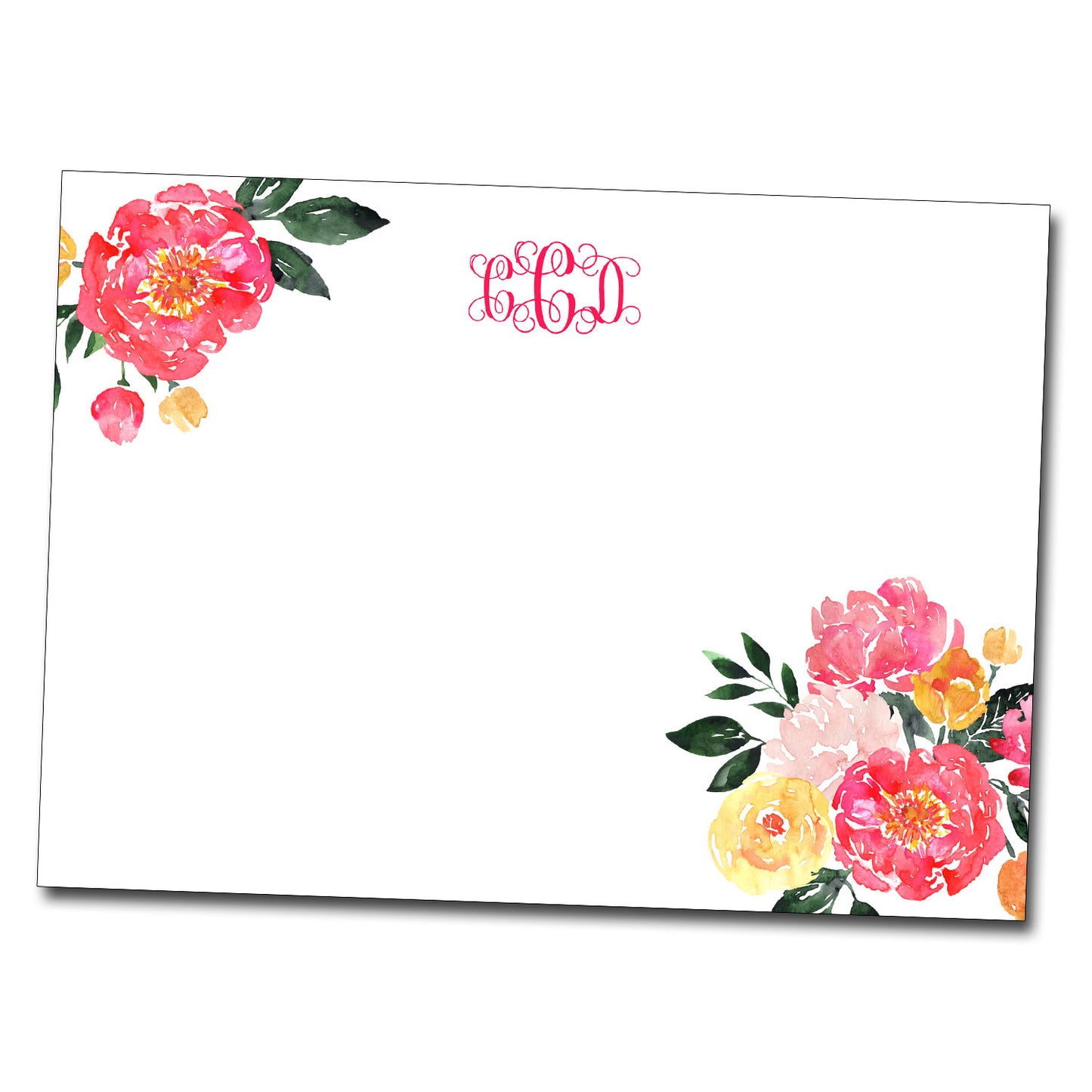 Monogram Note Cards - Floral