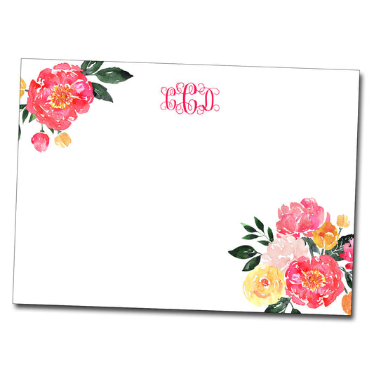 Monogram Note Cards - Floral