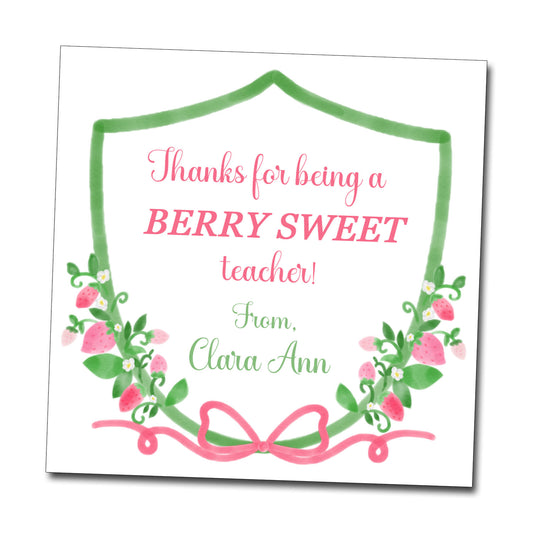 Personalized Gift Tags & Stickers- Berry Sweet Teacher