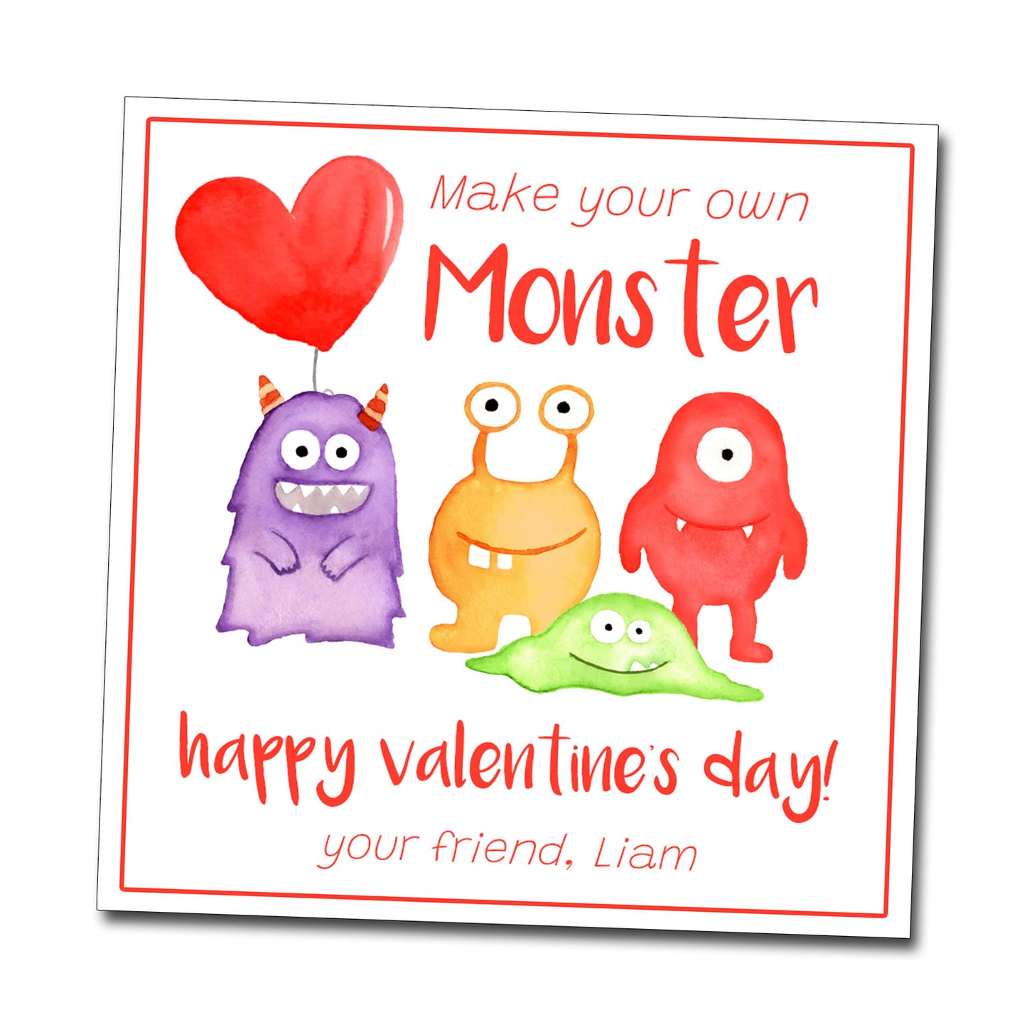 Valentine Tags & Stickers - Make a Monster