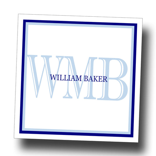 Personalized Enclosure Cards - Blue Monogram