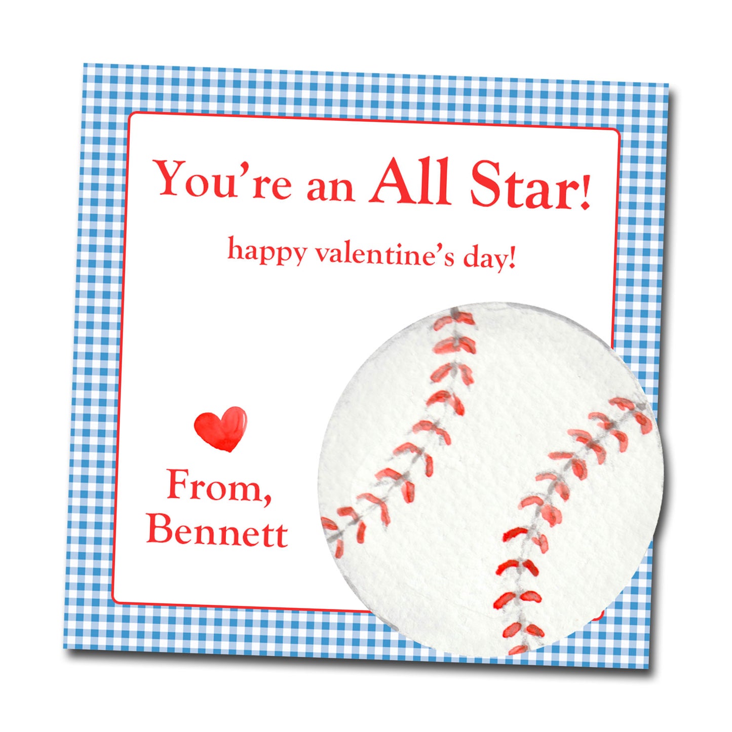 Valentine Tags & Stickers - Baseball All Star