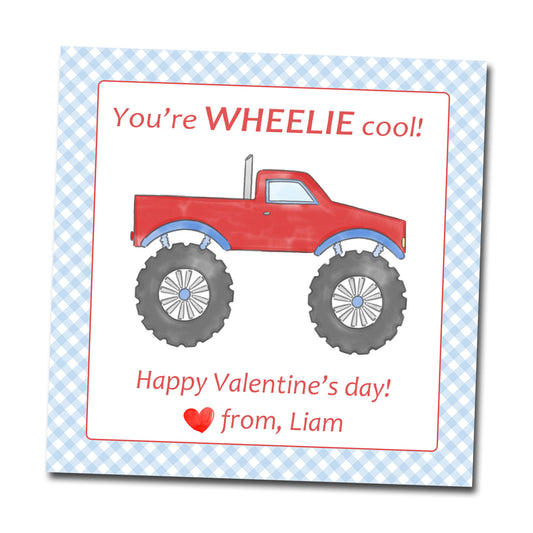 Valentine Tags & Stickers - Monster Truck