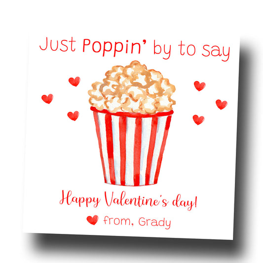 Valentine Tags & Stickers - Popcorn