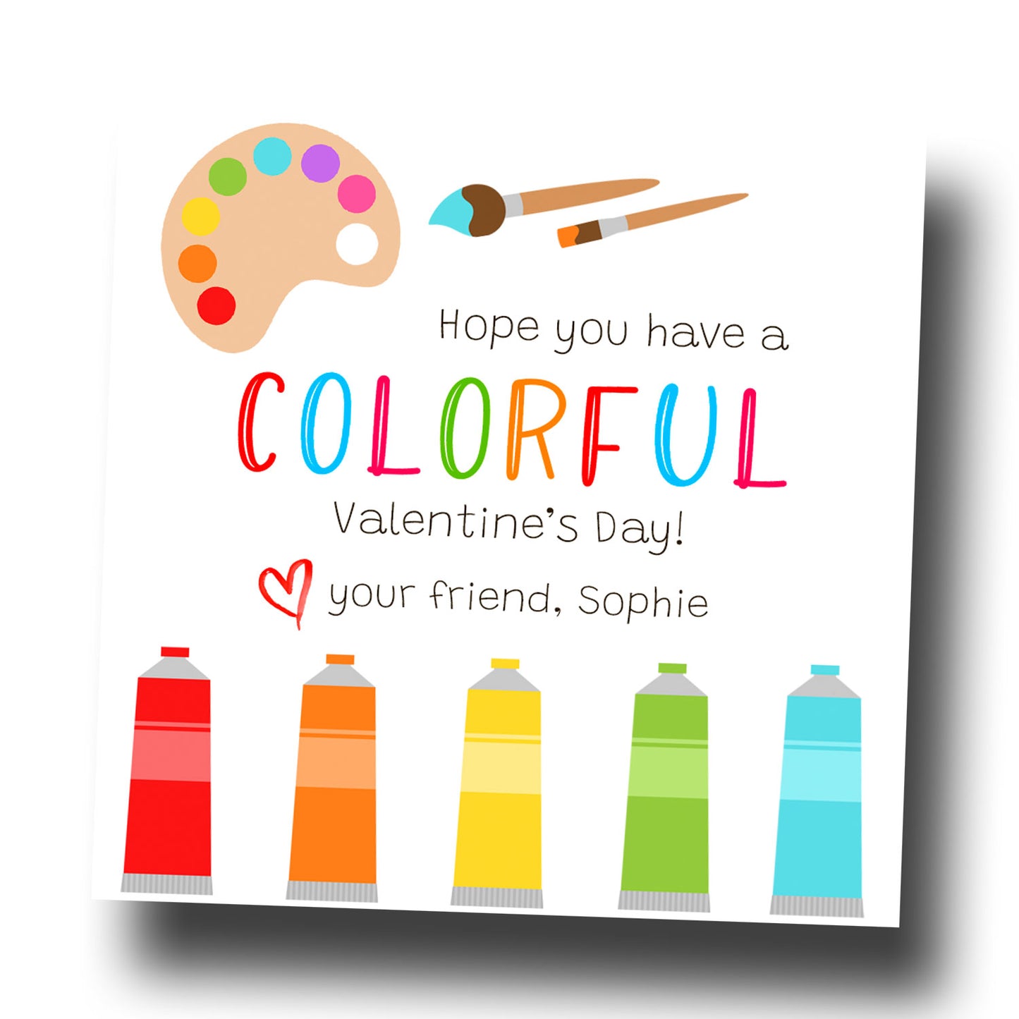 Valentine Tags & Stickers - Colorful Paint