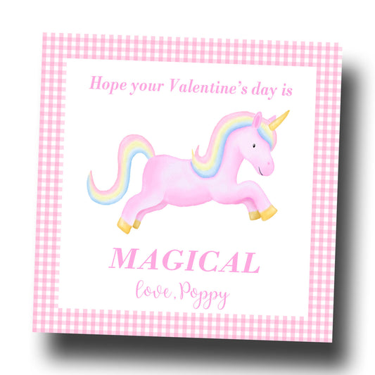 Valentine Tags & Stickers - Magical Unicorn