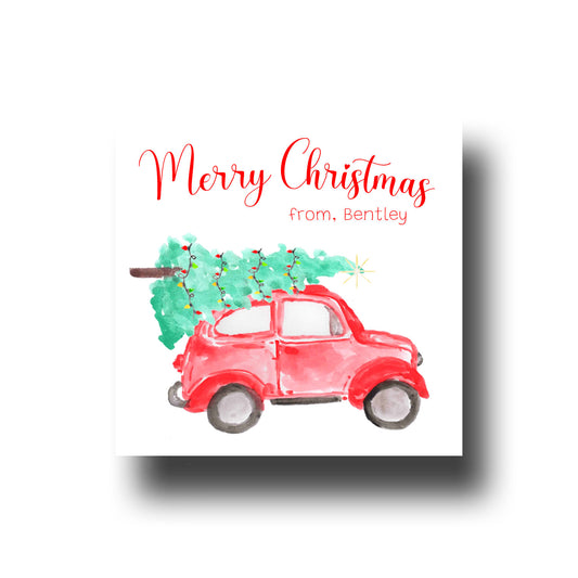 Gift Tags & Stickers - Car with Tree
