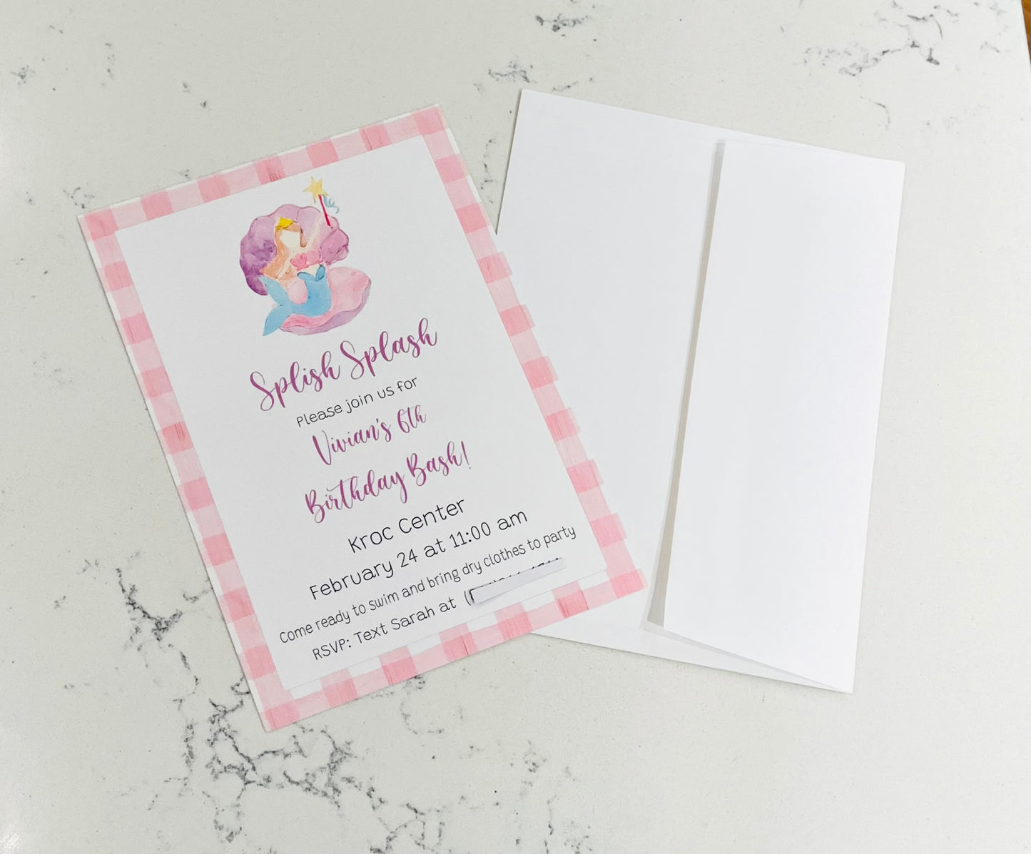 Birthday Invitations, Mermaid