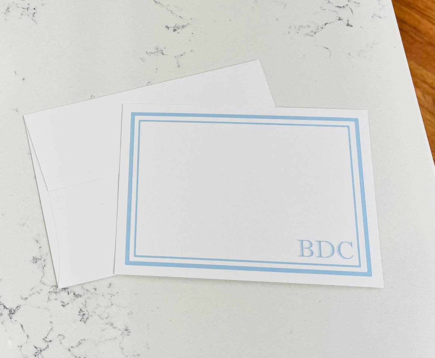 Monogram Note Cards - Blue Stripe