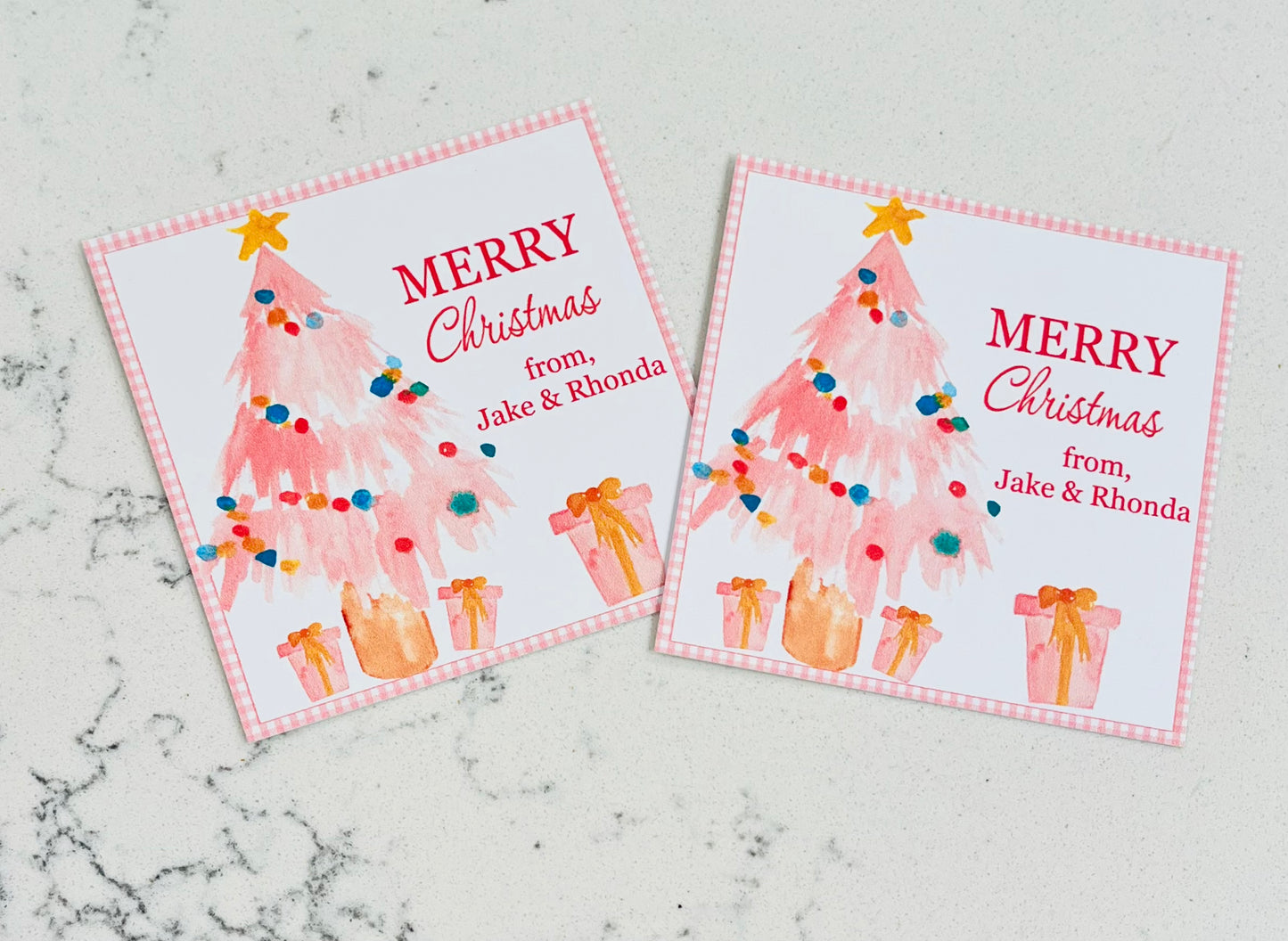 Gift Tags & Stickers, Pink Tree